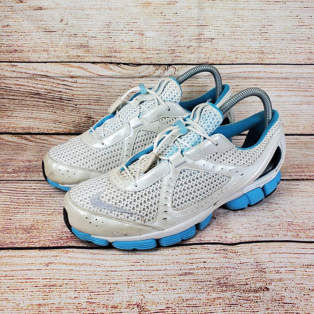 Nike Sneakers Silver Blue Mesh Zoom Air Hot Shot Dynamic Heel Running Women's 8
